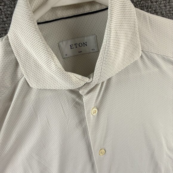 Eton Romania Nylon Spandex Gray Geometric Slim Two-Way Stretch 15.5 Elegant Work - Picture 7 of 16